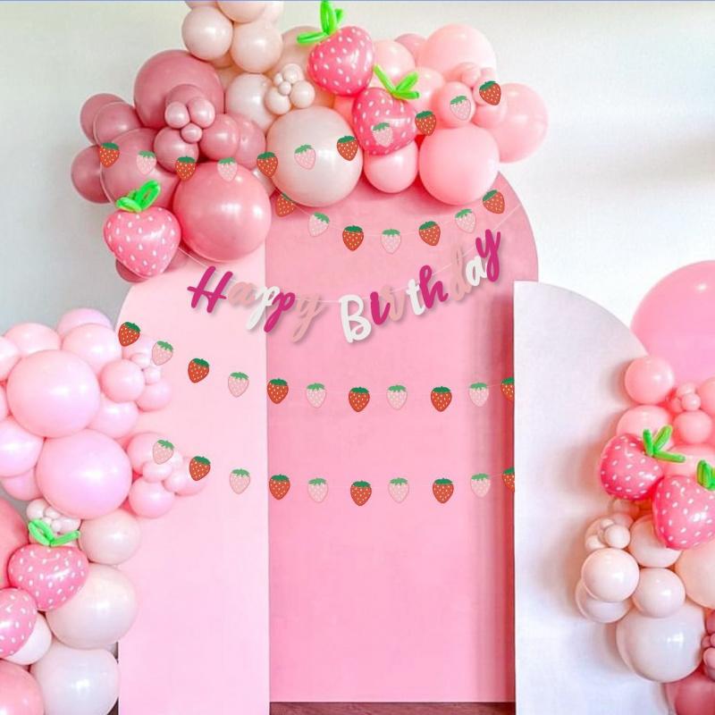 1 шт. Новые бумажные шпажки в виде фруктов клубники и ананаса, гавайская гирлянда для украшения, оформление фона для детского дня, дня рождения