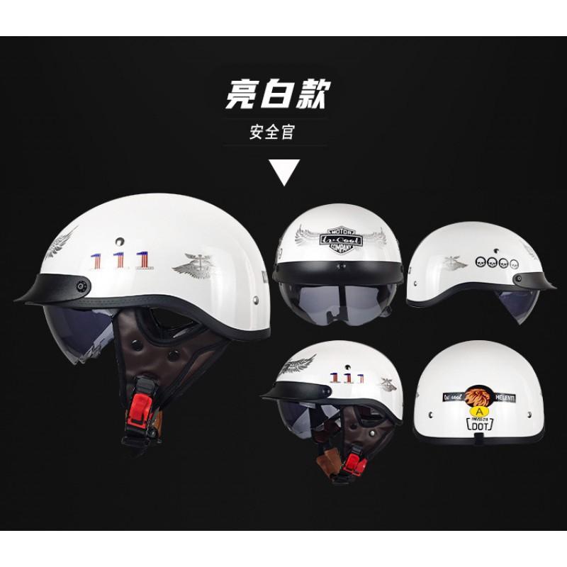 DOT Certified Half Face Motorcycle Helmet Adults ABS Material Commute Retro Style With Clear Or Smoke Visor