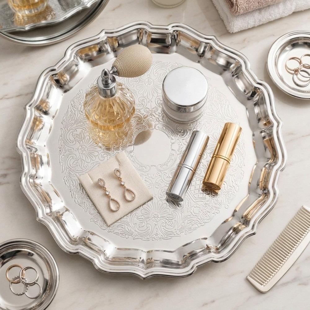 Alloy Serving Platter Solid Food Platter Stylish Fruit Tray For Party