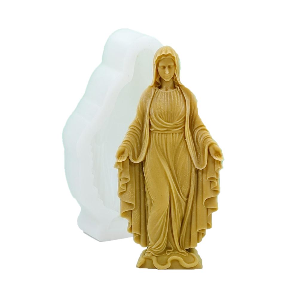 3D Virgin Candle Silicone Mold Cross Resin Molds DIY Aromatherapy Candle Making Gypsum Mold for Religious Enthusiasts