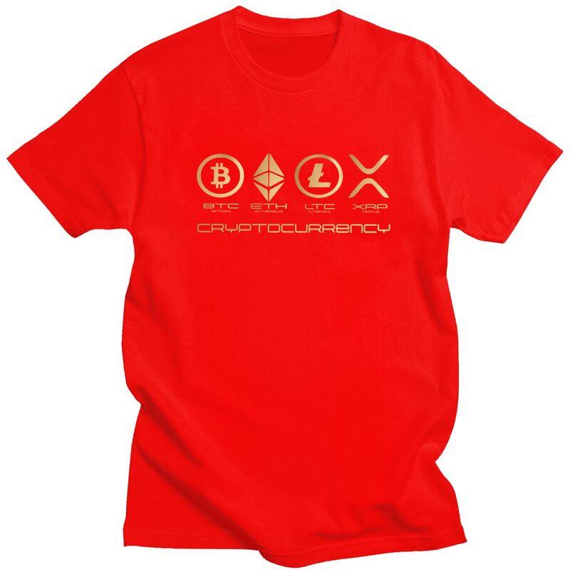 Custom Ripple XRP T Shirt for Men Pure Cotton Tshirt Tee Short Sleeves Bitcoin Crypto Cryptocurrency Tshirts Slim Fit