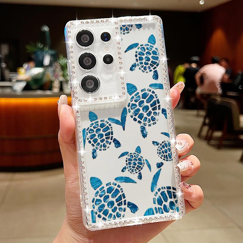 Мягкий силиконовый чехол с рисунком кита для Samsung S25 Edge S24 FE S23 Ultra S22 A16 A56 A36 A15 A55 A35 с ромбовидной рамкой, прозрачный противоударный чехол