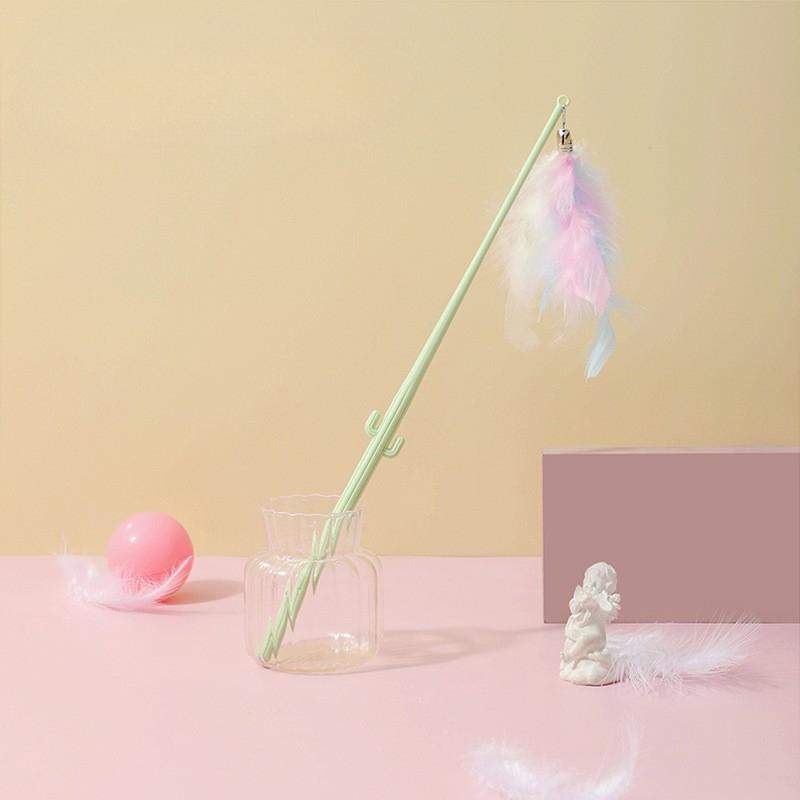 1PC Cat Toy Cat Teaser Stick Long Pole Cat Feather Cat Teaser Stick Self-hi To Relieve Boredom Pet Supplies