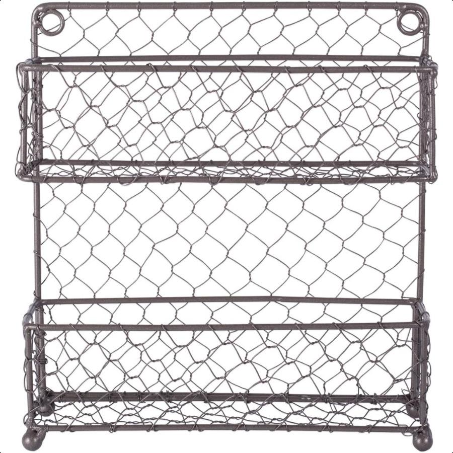 Винтажный декоративный металлический органайзер для специй для кладовой в стиле фермерского дома 9,45Дx2,3Шx10В 2-ярусная полка для специй в деревенском стиле