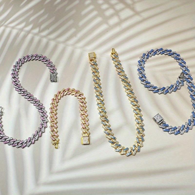 Dog Chain Collars, Diamond Necklace Rhinestone Bling Glitter Metal Choke Cuban Link Dog Collar, Pet Jewelry For Puppy XS Small Medium Large Dogs Cats