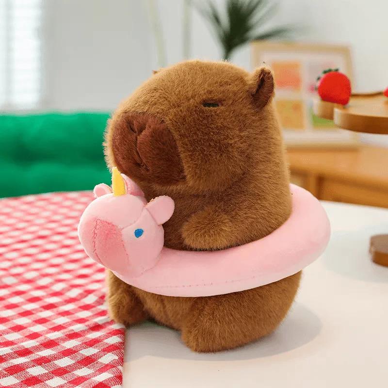 Cute Capybara Swimming Circle Plush Toys – Frog/Duck/Dolphin/Mouse Soft Doll Pillows Birthday Gift & Claw Machine Toys for Kids