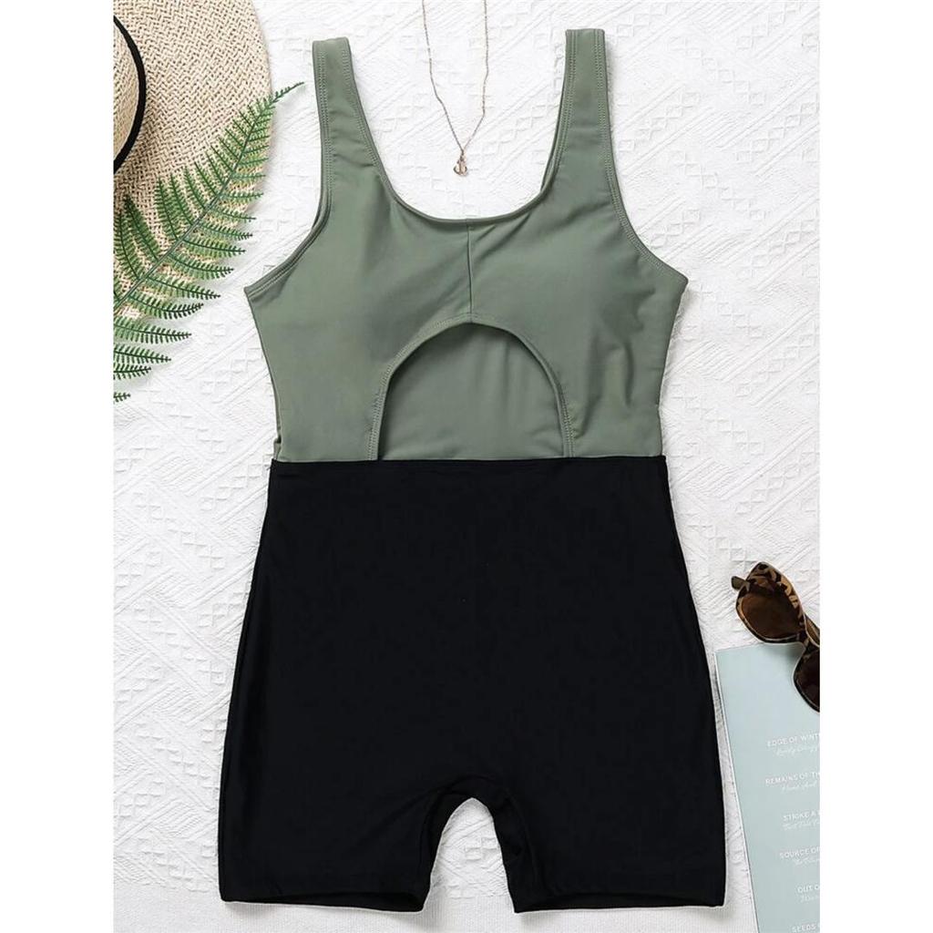 New Sexy Splicing Cut Out Shorts Women Swimwear One Piece Swimsuit Female Padded Bather Bathing Suit Swim Lady
