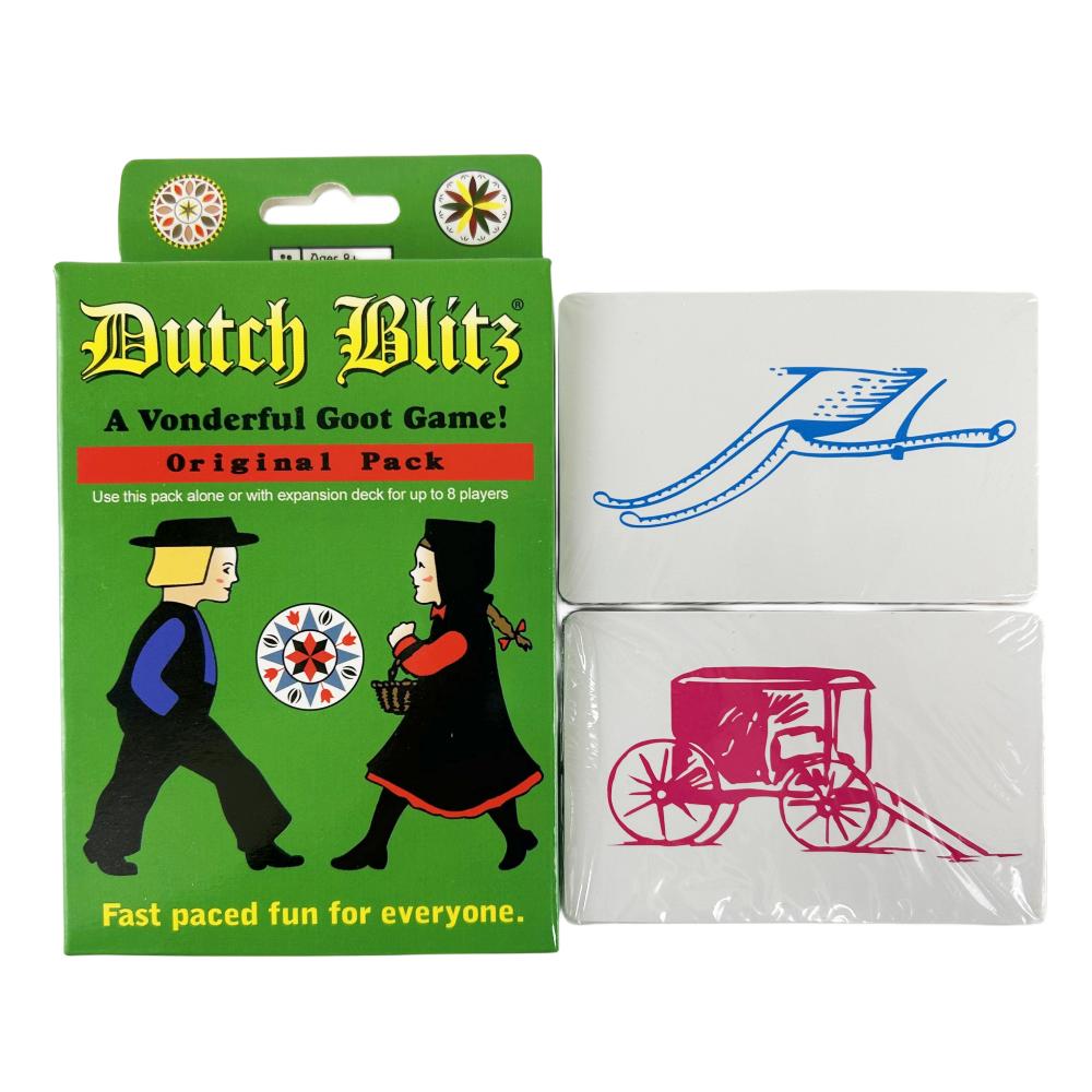 Dutch Blitz Оригинальная быстрая карточная игра, состоящая из 160 карт. Быстрая и простая в освоении. Отличная семейная игра. Веселье для всех. Для двоих.