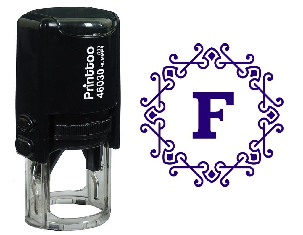 Printtoo Alphabet F Monogram Octagon Celtic Swirl Frame Self Inking Rubber Stamp Office