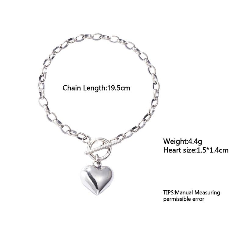 925 Sterling Silver Love Heart Charm Bracelet Fashion Retro Bracelet For Women Jewelry With Ot Clasp S -B367