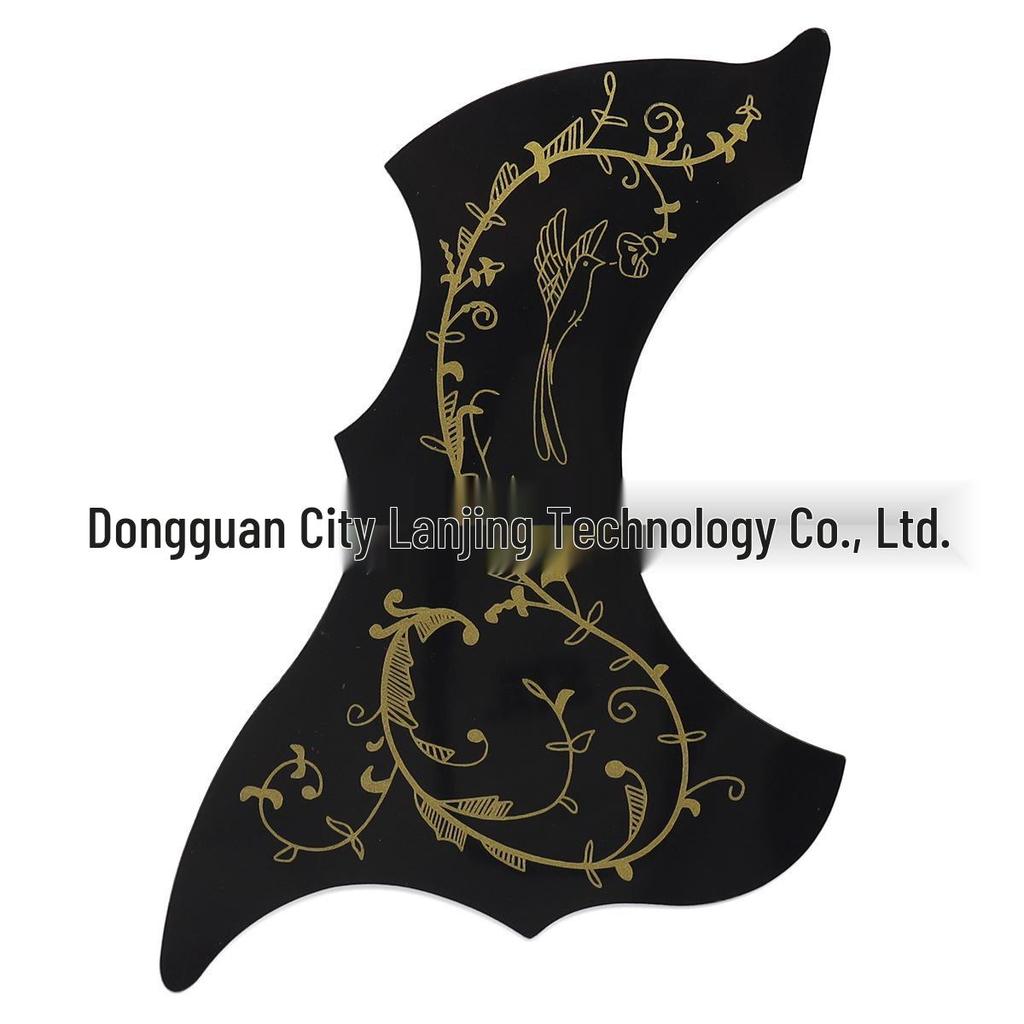 40-41 inch Left/Right Hand Floral & Bird Painted Wooden Guitar Pickguard with Scratch Protection & Adhesive Backing