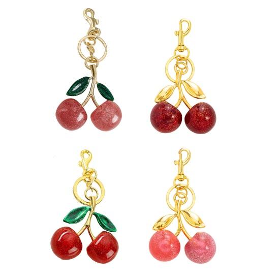 Брелок Подвеска Смола Вишневый Дизайн Брелок с Ветками из Золотого Сплава Надежная Застежка-Лобстер Крючок от Потери Сумки Ключи Аксессуары для Телефона