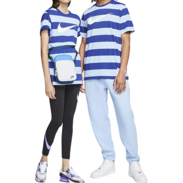 Nike Футболка с коротким рукавом в полоску Swoosh, мужские топы, синяя CQ5197-436