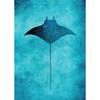 Blue Watercolor Ocean Marine Organism Whale Shark Manta Rays Poster Sea Beach Surf Canvas Painting Wall Art for Room Home