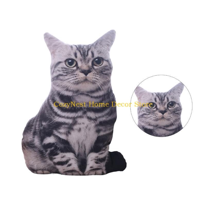 92MF Creative Simulation Cat Pillow 3D Cat Cushion Animal Doll Photography Wedding Setting Props 3D Animal Print Pillow