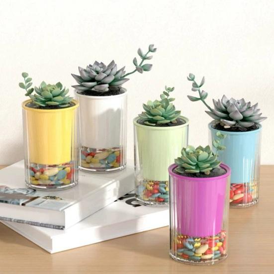 Самополивающийся горшок с дренажным отверстием для комнатных и уличных гидропонных растений, глубокий видимый резервуар, кашпо для цветов с фитильным шнуром