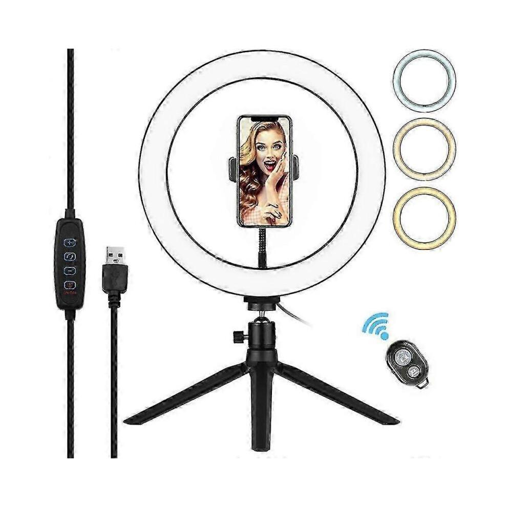 18” Ring Light with Tripod & Phone Holder - Dimmable LED Desk Light for Makeup, Videos & Live Streaming