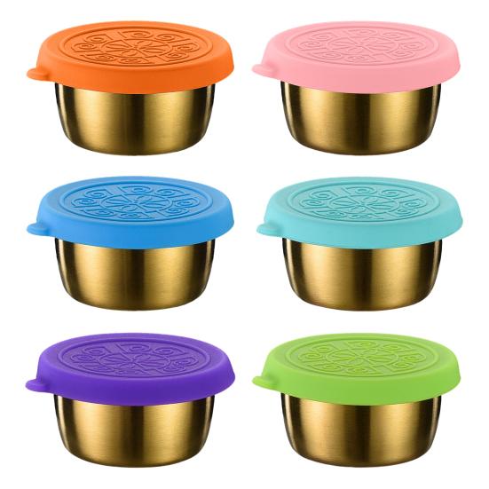 6 шт. контейнеры для заправки для салата, чашки для соуса, пищевой класс, не содержат BPA, многоразовые герметичные небольшие контейнеры для приправ