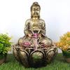 Lotus Buddha Table Top Water Fountain with RGB LED Light for Home Décor/Gift/Vastu/Pooja/Reception/House Warming (Gold)