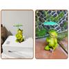 Frog Garden Statue Resin Frog Figurine with Umbrella Yard Ornament Outdoor Frog Sculpture Decor for Garden Patio