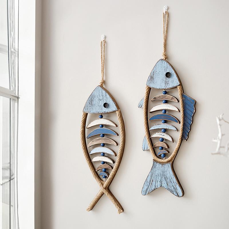 Mediterranean Style Fish Wall Hanging 3D Fish Shape Decor for Hotel Room Hallway Living Room