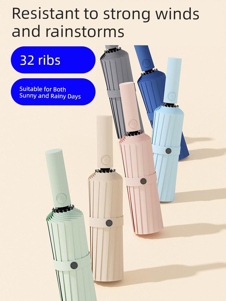 Umbrella Resistant to Strong Winds and Heavy Rain, Windproof, Thickened and Reinforced, Automatic Folding, Sun Protection, Uv Protection, Dual-Use