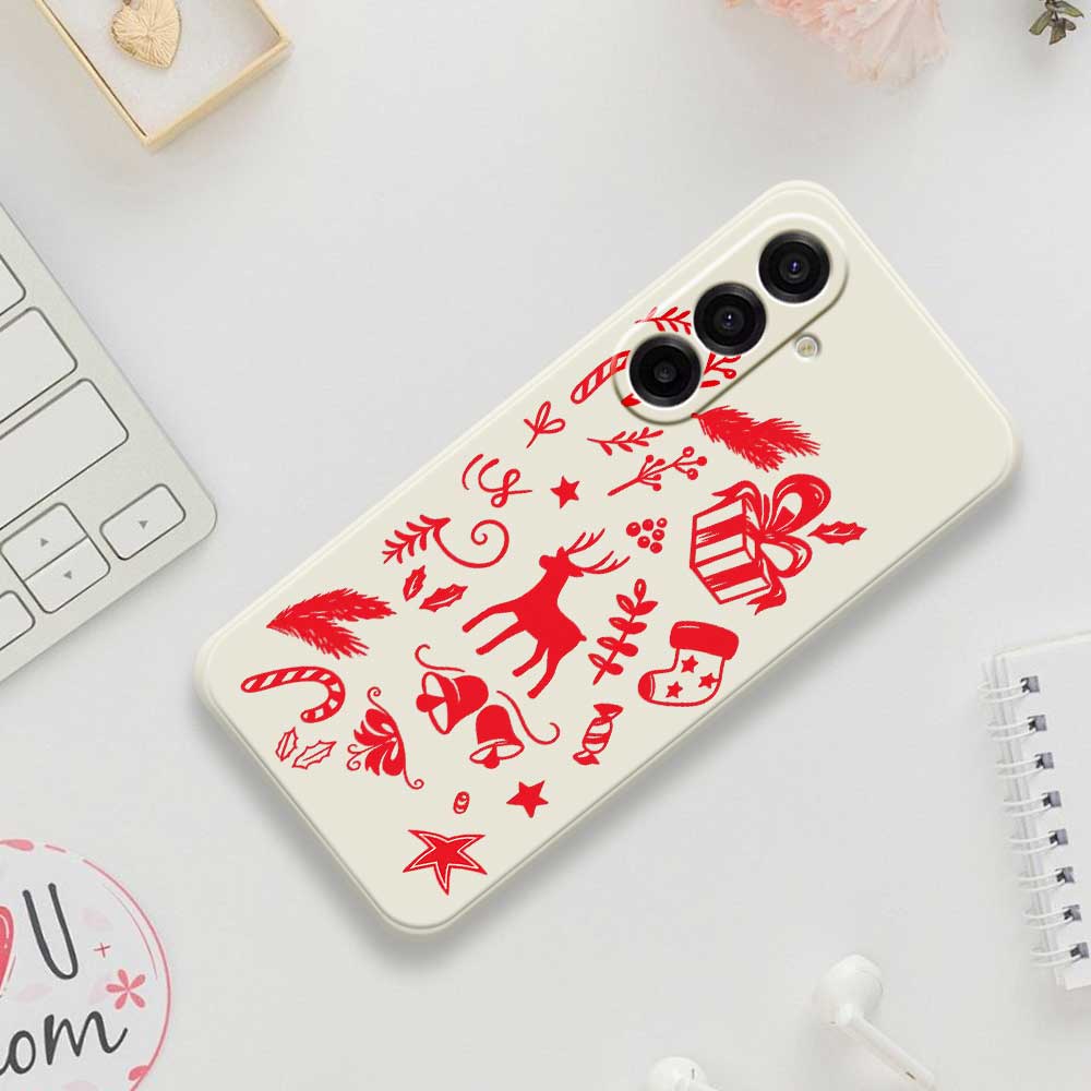For Samsung Galaxy A17 5G Case Hand Drawn Christmas Pattern Printing Straight Edge TPU Phone Back Cover