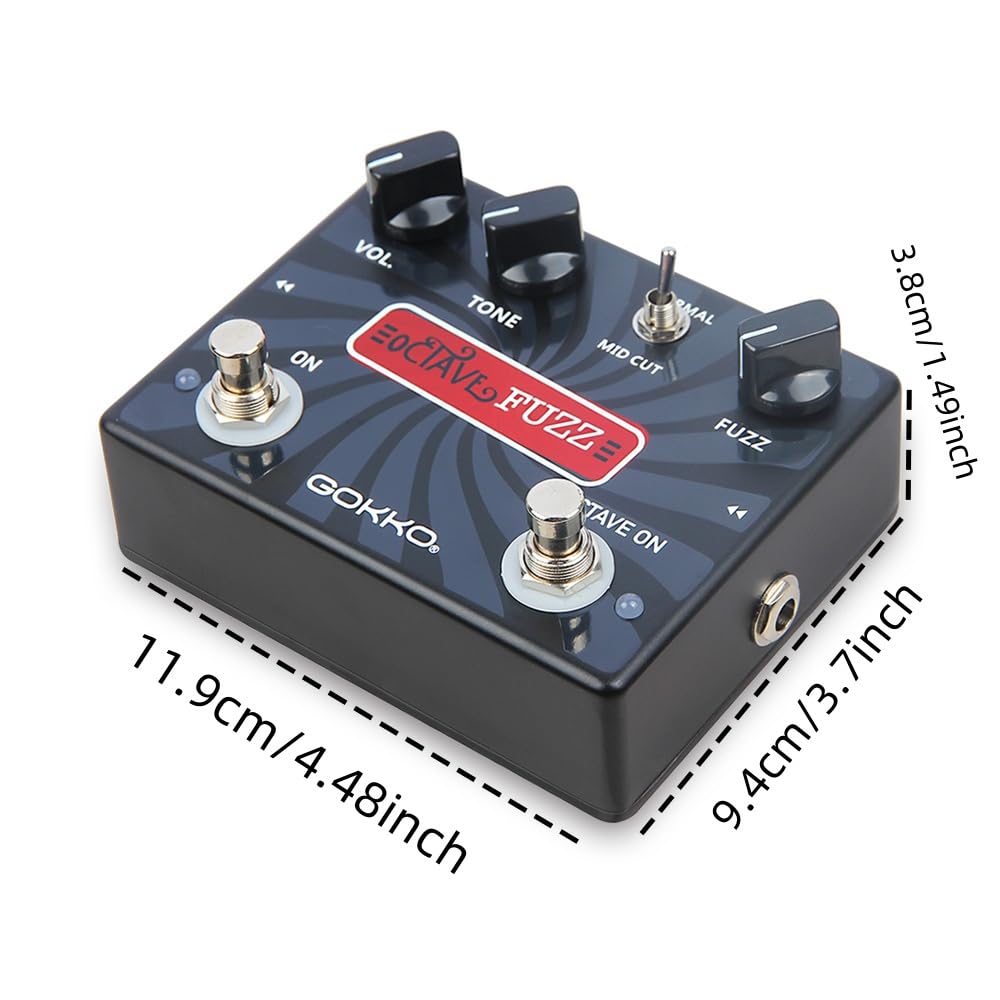 GOKKO OCTAVE FUZZ GK-31 - Педаль гитарного эффекта Октавер-Фуз с переключателем среза средних частот и True Bypass - Прочная конструкция из алюминиевого сплава