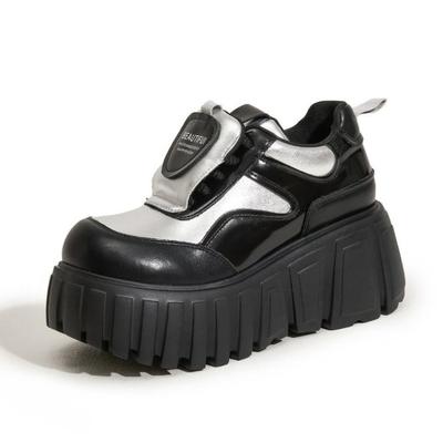 Модные 8 см Зимние Туфли на Высокой Платформе для Женщин 2025 Модные Лоферы Смешанных Цветов Толстая Подошва Танкетка Каблуки Кожаная Женская Обувь