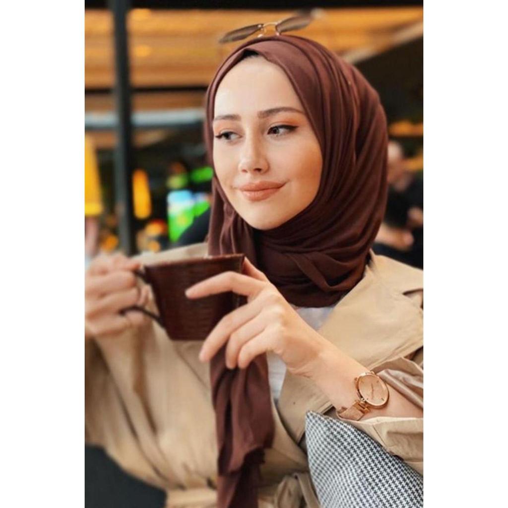 Premium Jersey Hijab Coffee