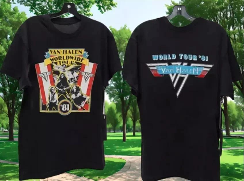 Винтажная футболка Van Halen с туровым принтом 1981 World 1984 Концертная футболка группы 90-х Рок