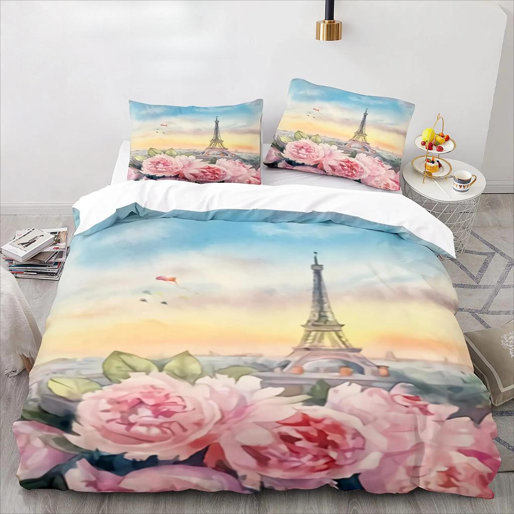 Eiffel Tower Bedding Duvet Cover Set 3d Digital Printing Bed Linen Fashion Design Comforter Cover Bedding Sets Bed Set