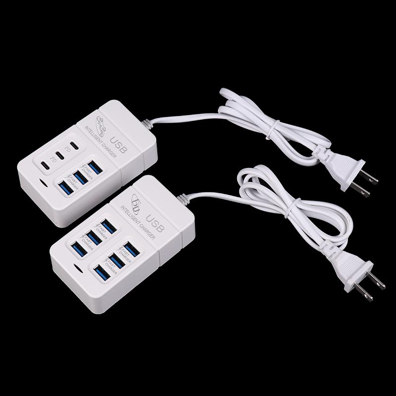 1 шт., многопортовое зарядное устройство Us Plug 6 портов, 35 Вт, Pd Type-C, быстрая зарядка мобильного телефона, настенные зарядные устройства, USB-концентратор TypeC