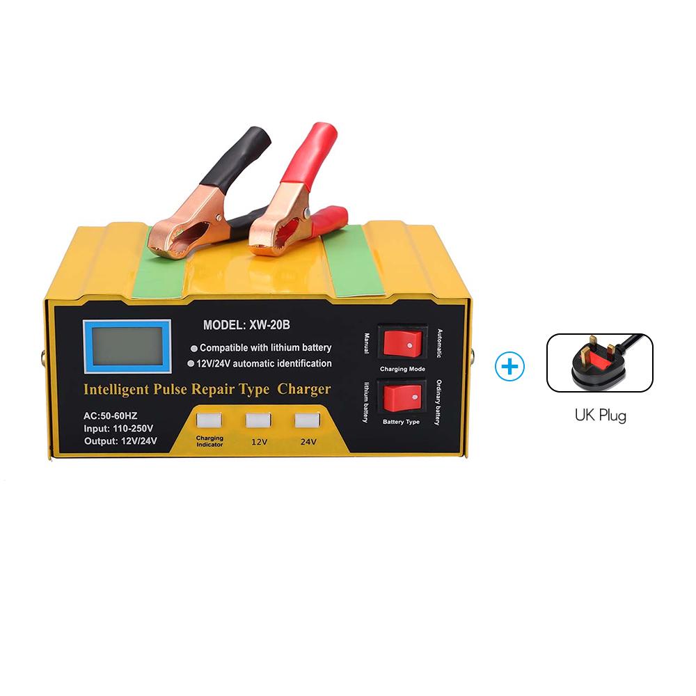 Зарядное устройство 12 В/24 В, интеллектуальное импульсное зарядное устройство ремонтного типа с цифровым дисплеем для автомобильного аккумулятора