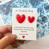 Pocket Hug Heart with Greeting Cards Long Distance Relationship Gift for Mom Wife Little Heart Pocket Hug Token for Valentine's Day Christmas