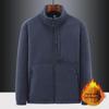 Men's Double-Sided Thick Polar Fleece Jacket, Winter Loose Fit, Large Size, Stand Collar.