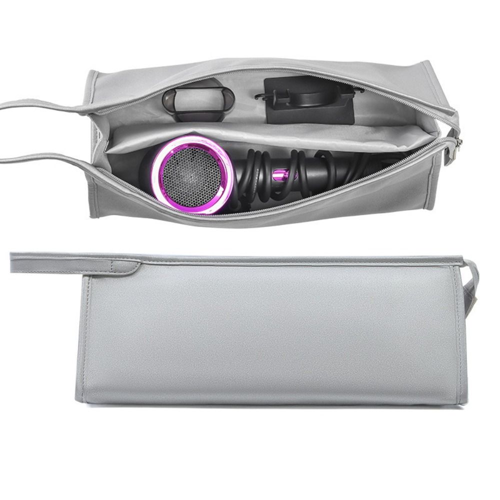 PU Leather Hair Dryer Storage Bag Waterproof Large Capacity Travel Storage Bag Durable Dustproof Portable Travel Case