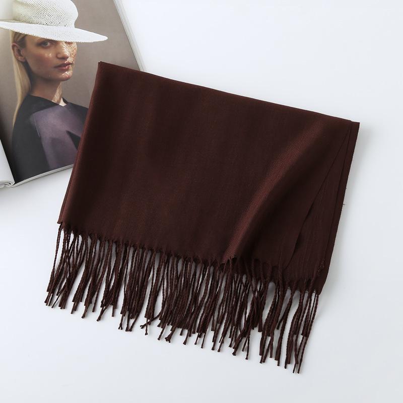 Women's Solid Color Imitation Cashmere Scarf - 200g, Red, Warm Autumn/Winter Shawl and Neckerchief