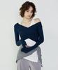 Debiweeo Укороченный топ с запахом Curve Devi-T0041-Navy