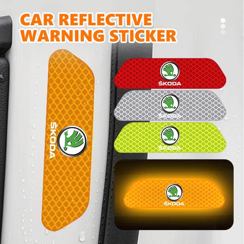 For Skoda Car Door Reflective Strip Diamond Protective Sticker Decorative Accessories Octavia A5 A7 RS Fabia Superb Rapid Karoq fsvr64