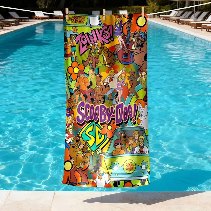 Scooby Print Beach Towel Design, Soft, Lightweight. for Home Bathroom, Spa, Pool, Yoga, Surfing, Camping, Gift for Family, Friend