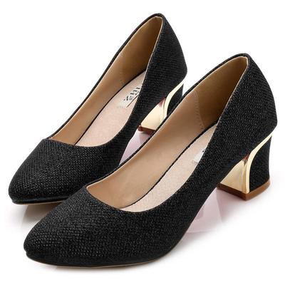 2024 Модные женские туфли на высоком каблуке, сексуальные вечерние туфли на толстом среднем каблуке с острым носком и неглубоким носом, туфли-лодочки, женская обувь больших размеров 36-45