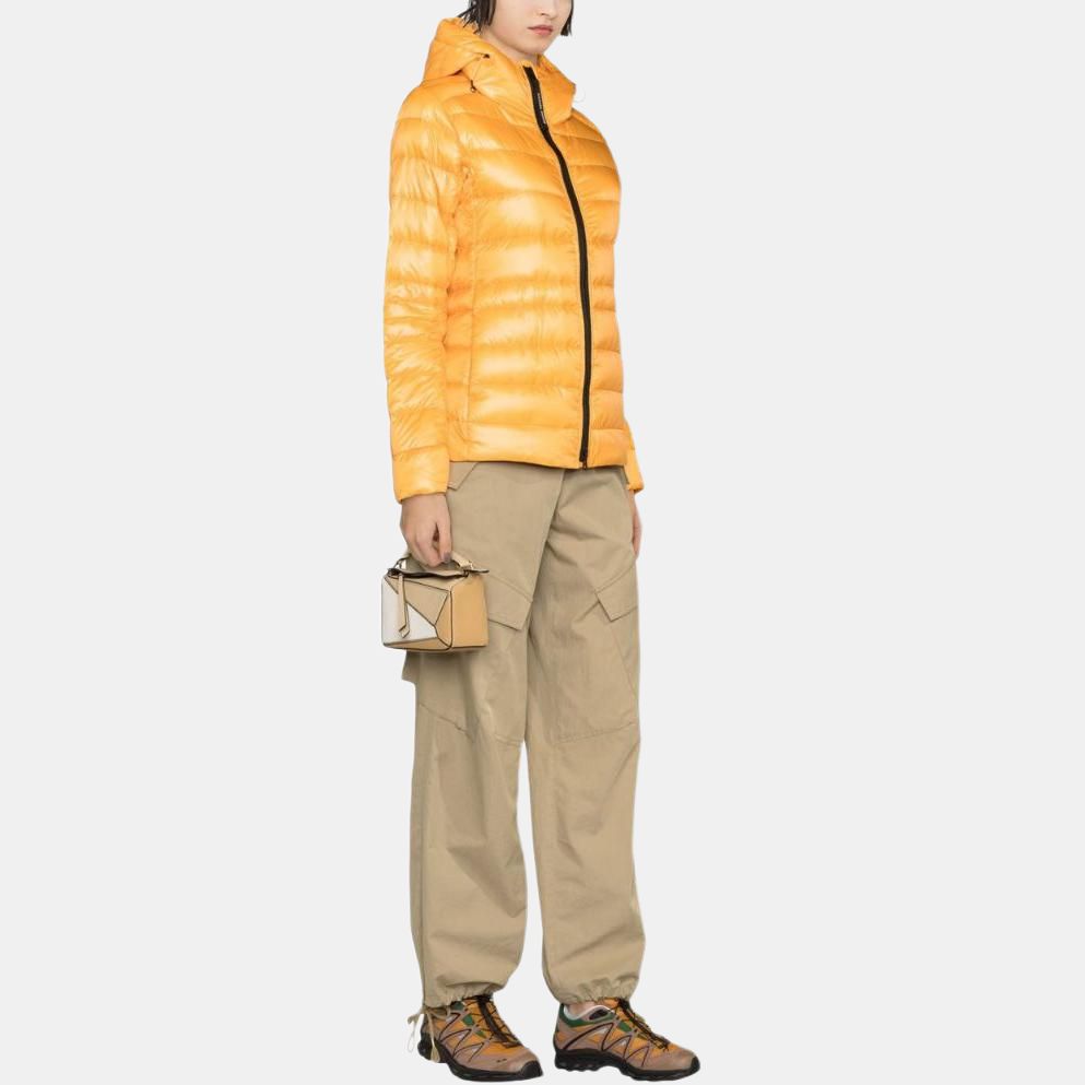 Canada Goose Cypress Series Duck Down Solid Color Logo Patch Hooded Zipper Long Sleeve Lightweight Puffer Jacket Women jackets Yellow 2242W-1260