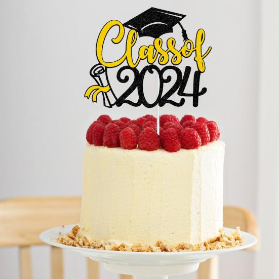 Класс 2024 Выпускной Торт Топпер Набор Блестящая Поздравительная Открытка Выпускной Подарок Закончить Школу Выпускник Вечеринка Декор