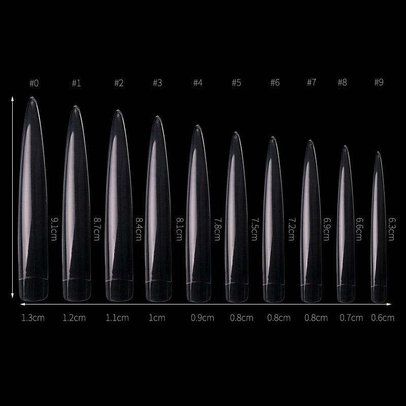 10 шт. прозрачные длинные акриловые гравированные круглые накладные ногти для наращивания французских ногтей для инструментов