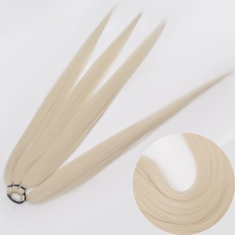 MISS WIG Ponytail Extensions Synthetic Boxing Braids Wrap Around Tail with Rubber Band Hair Ring 26 Inch DIY Brown Ombre Braid