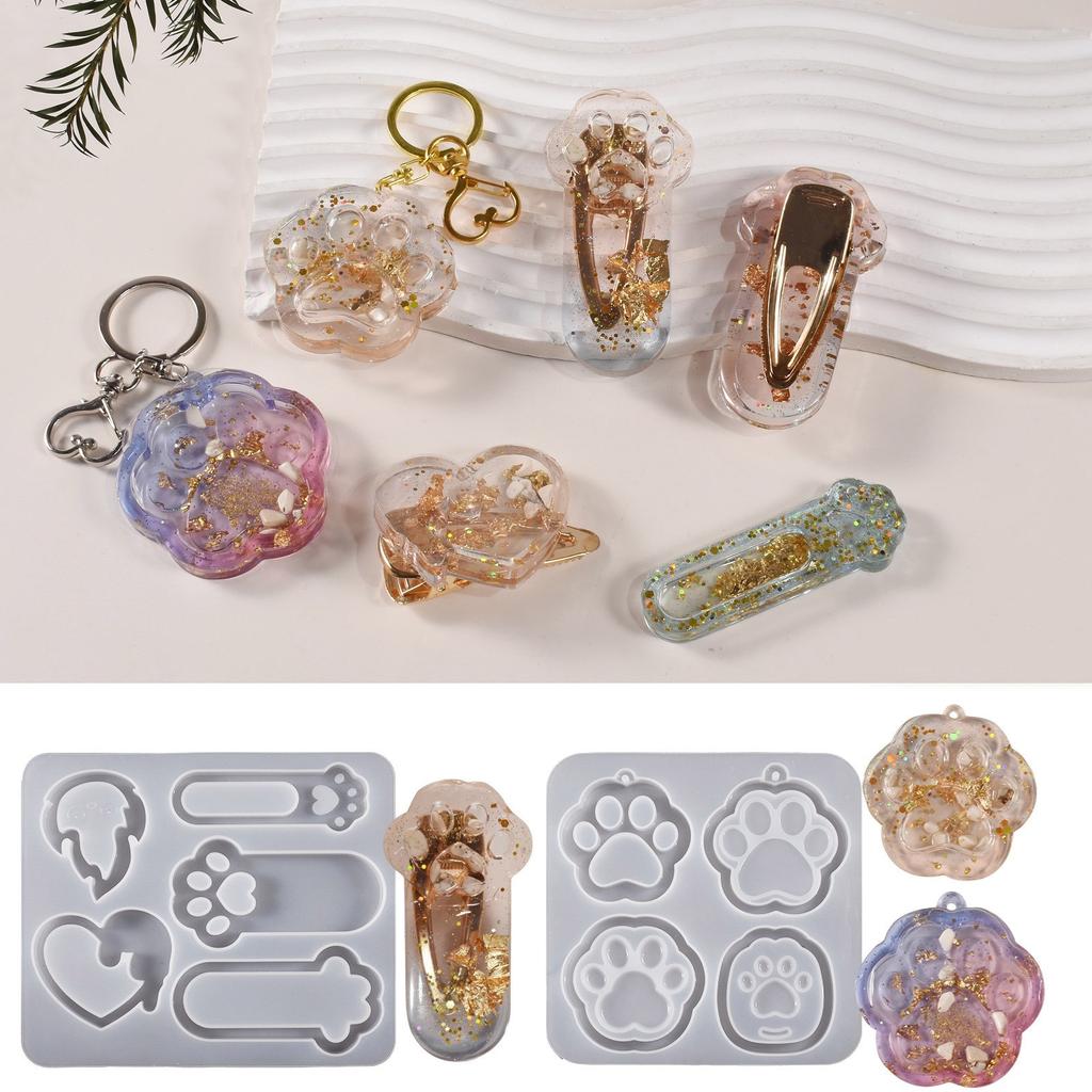 Силиконовая форма для кулона «Кошачьи лапки», жидкий песок, брелок, аксессуары, формы для эпоксидной смолы, ювелирные изделия для любителей рукоделия