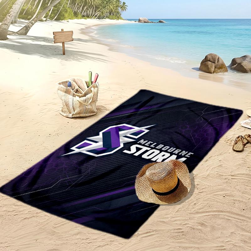 Пляжное полотенце с принтом Melbourne Storm Мягкое Портативное Быстросохнущее?Сухое полотенце для бассейна, летнего отпуска, активного отдыха на природе