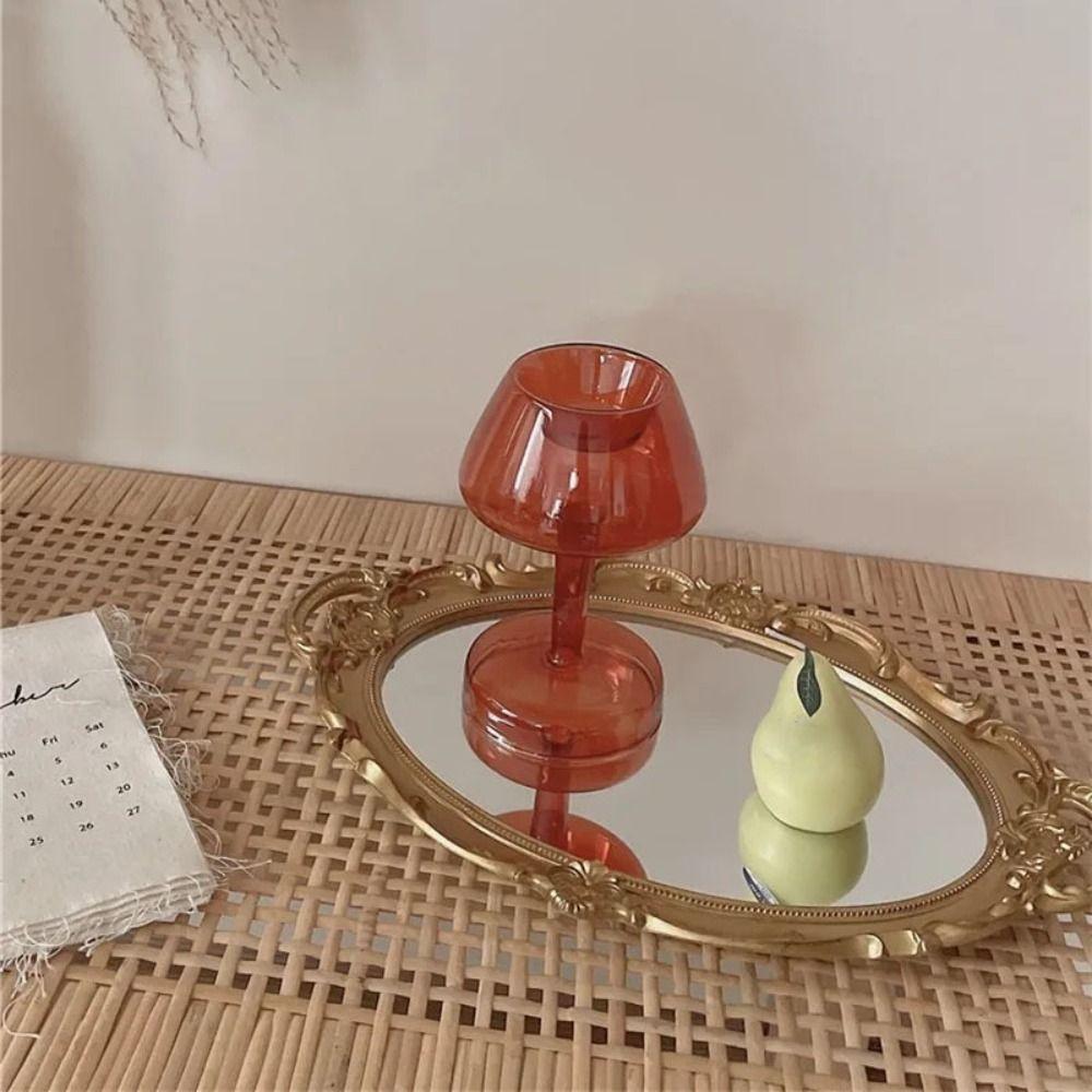 Glass Material Decorative Wall Mirror Oval Shape Cosmetics Storage Tray  Kitchen Decor