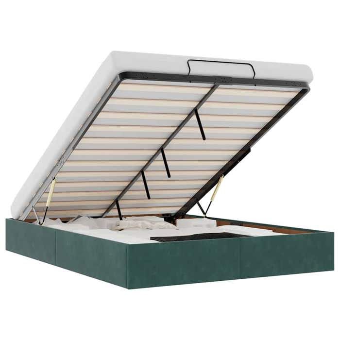 VidaXL Cadre de lit ottoman sans matelas vert foncé 140x200 cm velours, cadre de lit, cadre de lit ottoman, cadre de lit 3310970